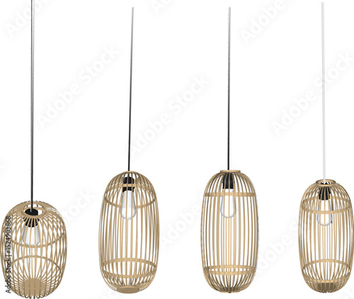 vector illustration of a lampshade design made of traditional ethnic vintage bamboo weaving