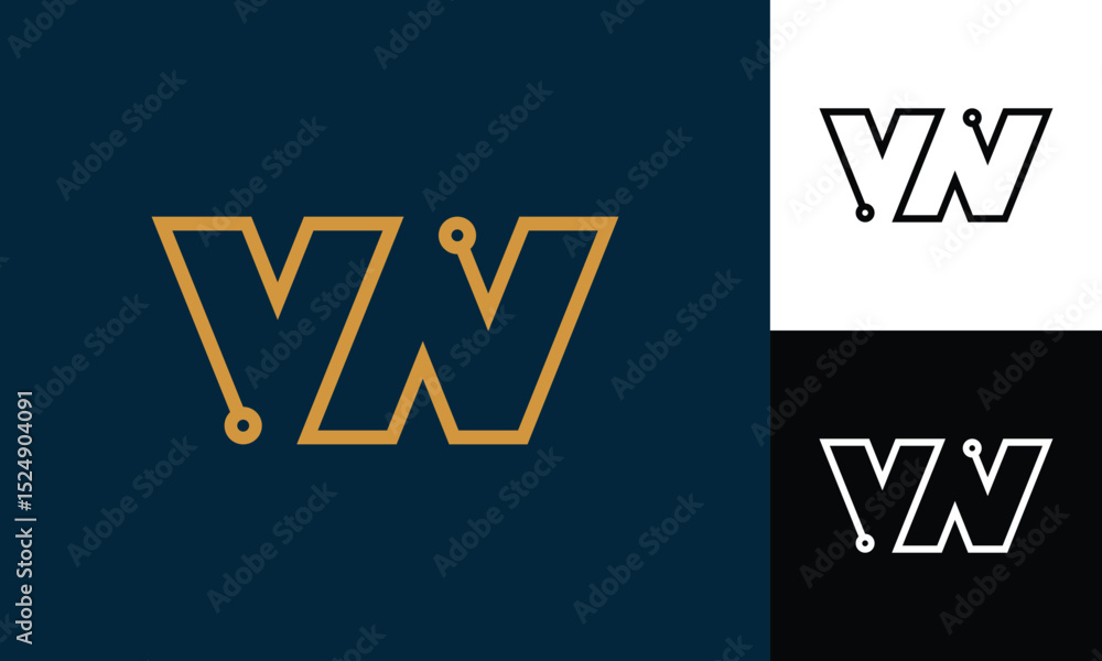 Obraz premium VN technology monogram logo design