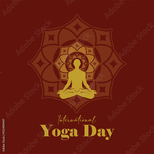 International Yoga day 21 june web banner vector illustration . Silhouette of Meditation in padmasana or lotus pose design concept. used for background, poster, wallpaper, social media post, article.