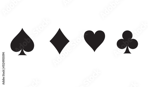 Classic playing card suit symbols isolated on white background