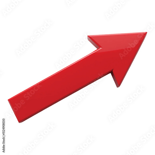 Bold red upward arrow vector illustration with 3d style for direction icon, business growth design and web symbol