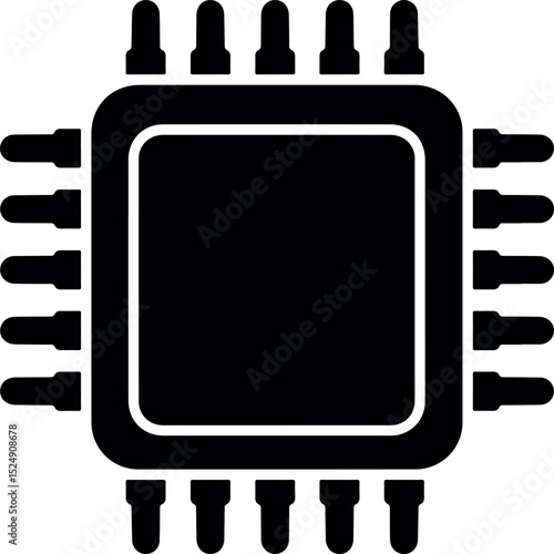 microprocessor chip silhouette symbol icon