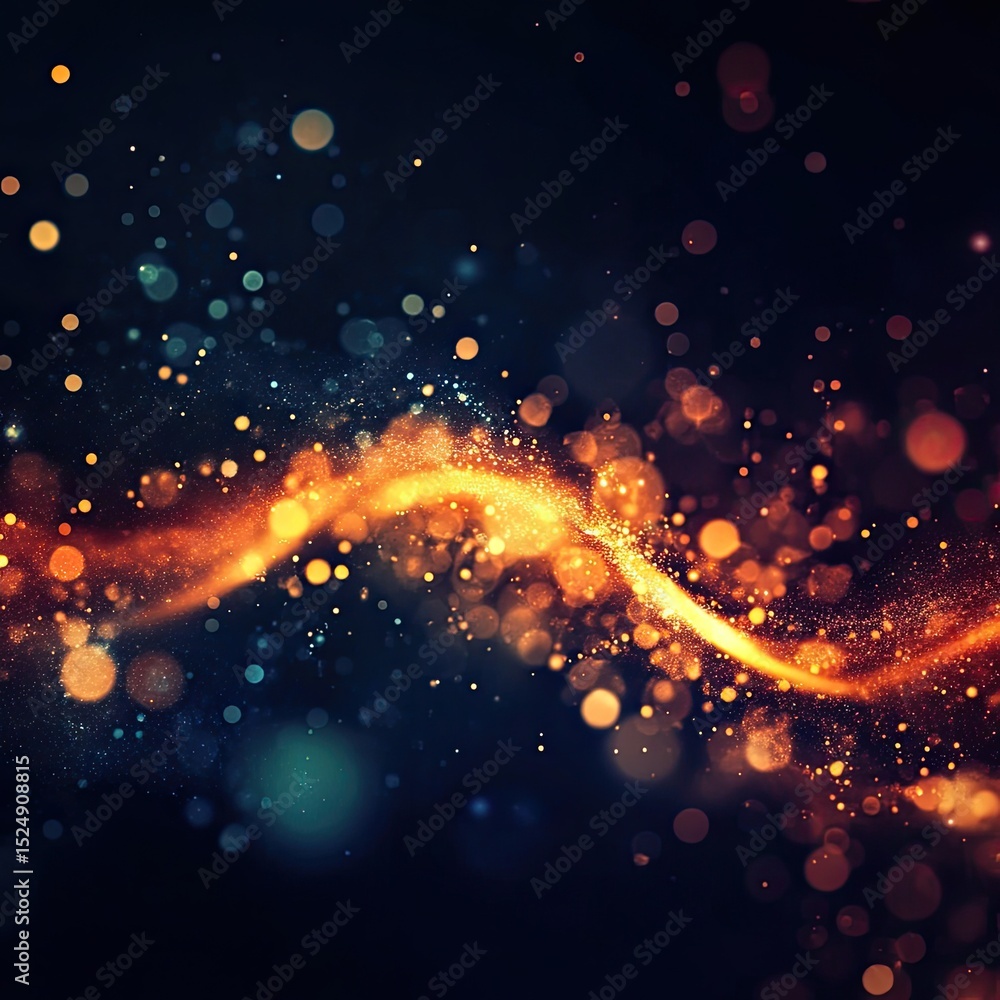 Fototapeta premium Abstract glowing wave with bokeh lights