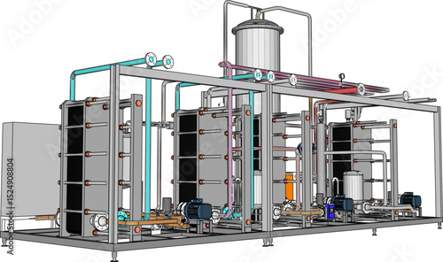 vector illustration of industrial machine design Pasteurizer for large scale factory