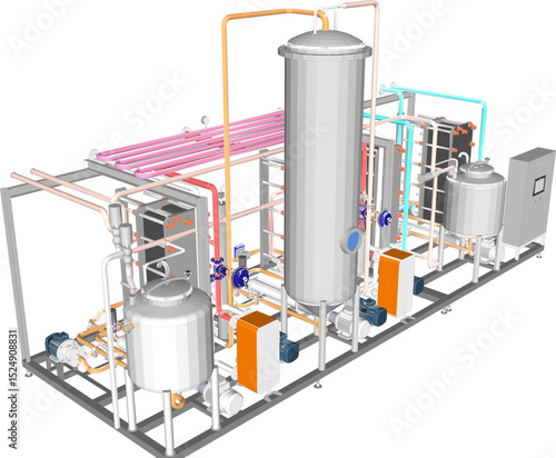 vector illustration of industrial machine design Pasteurizer for large scale factory