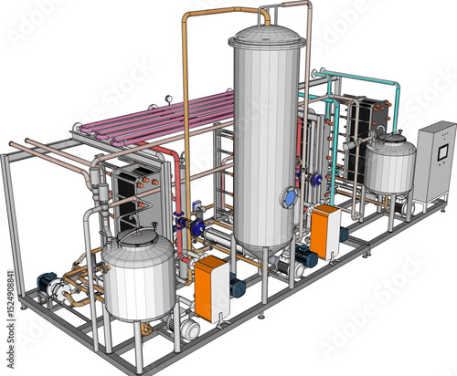 vector illustration of industrial machine design Pasteurizer for large scale factory