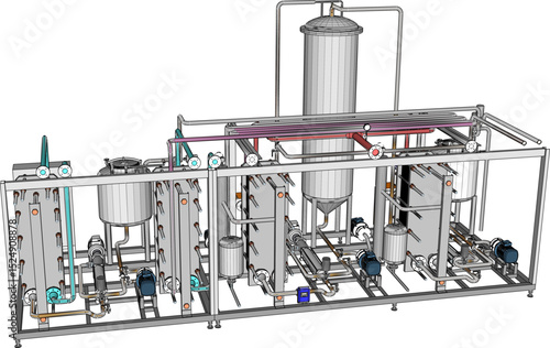 vector illustration of industrial machine design Pasteurizer for large scale factory