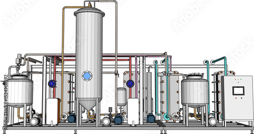 vector illustration of industrial machine design Pasteurizer for large scale factory 