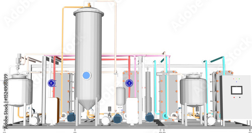 vector illustration of industrial machine design Pasteurizer for large scale factory