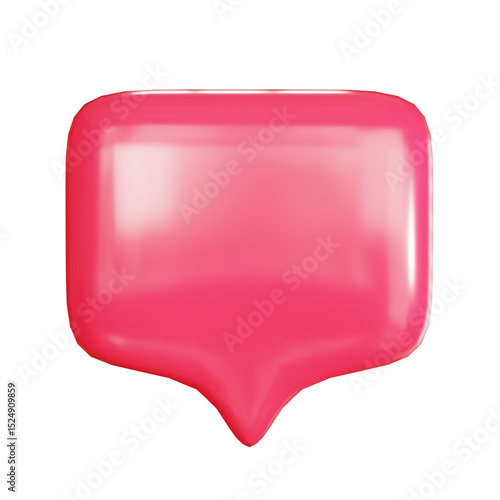 Digital Dialogue Bubble: A glossy, vibrant pink dialogue bubble floats against a neutral backdrop, ready to convey thoughts and messages. It symbolizes communication and conversation.