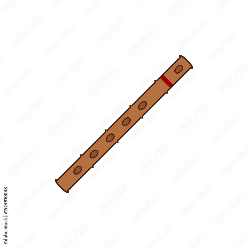 Traditional Wooden Flute Musical Instrument Illustration Traditional Wooden Flute Musical Instrument Illustration
