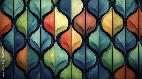 Wallpaper Mural Colorful leaf-shaped patterned wall Torontodigital.ca