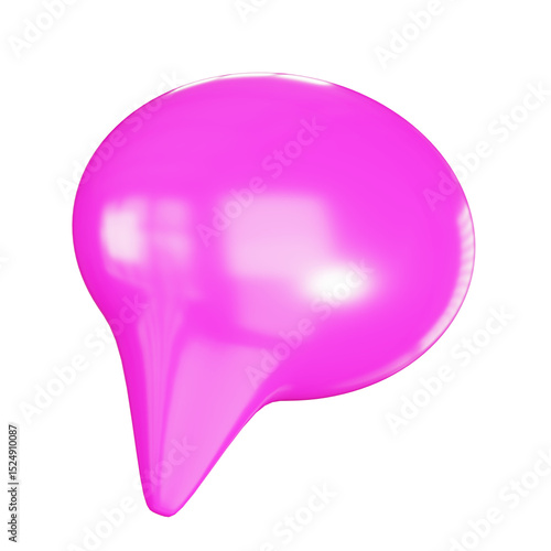Pink 3d rendered speech bubble. Suitable for social media, presentations, designs needing a bold pop of color and modern communication visuals.