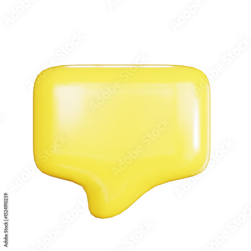 yellow 3d rendering illustration speech bubble on isolated background