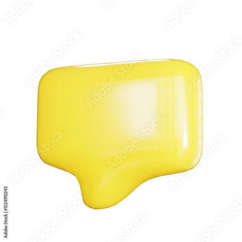 yellow 3d rendering illustration speech bubble on isolated background
