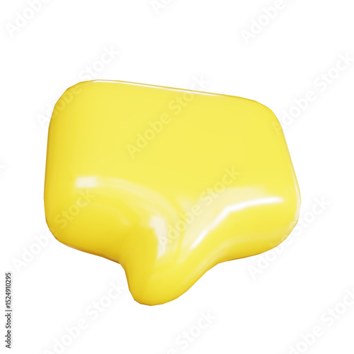yellow 3d rendering illustration speech bubble on isolated background