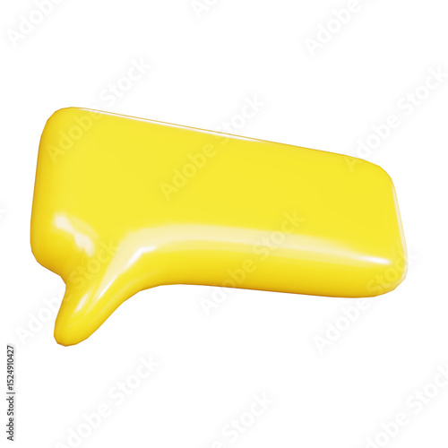 yellow 3d rendering illustration speech bubble on isolated background