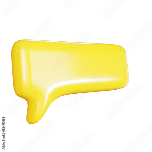 yellow 3d rendering illustration speech bubble on isolated background