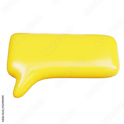 yellow 3d render illustration speech bubble on isolated background