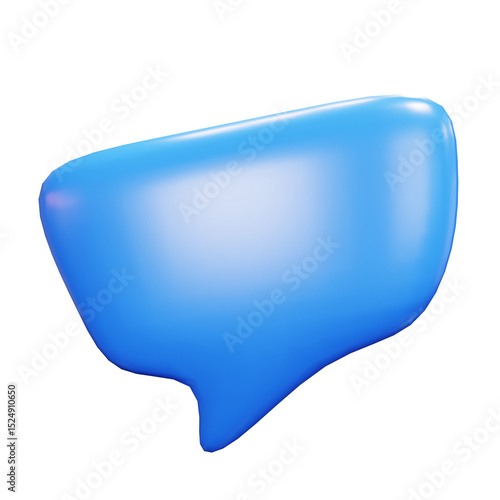 blue 3d rendering illustration speech bubble on isolated background