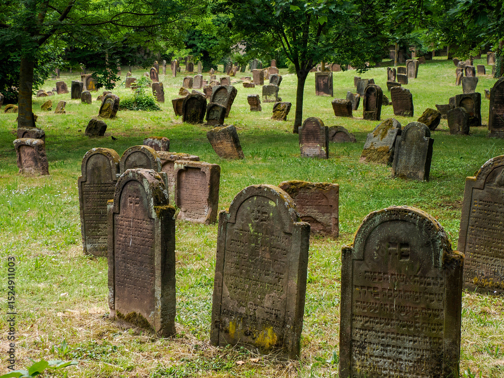 Naklejka premium Worm jewish historical graveyard, Germany
