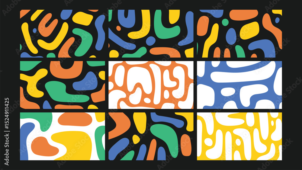 Fototapeta premium Playful Bold Organic Form Bacground Set