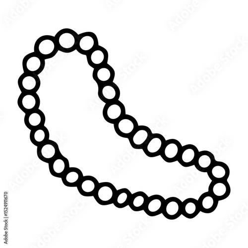 Pearl necklace. Hand drawn doodle vector. String of beads. Festive neck accessory. Dressy fashion wardrobe detail. Illustration line art element.