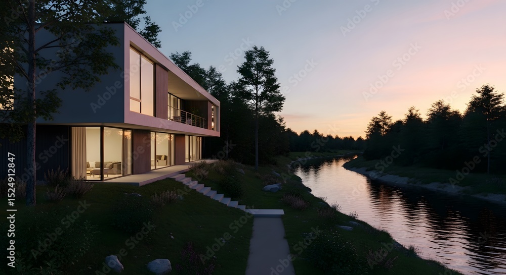 Obraz premium Modern Home by River