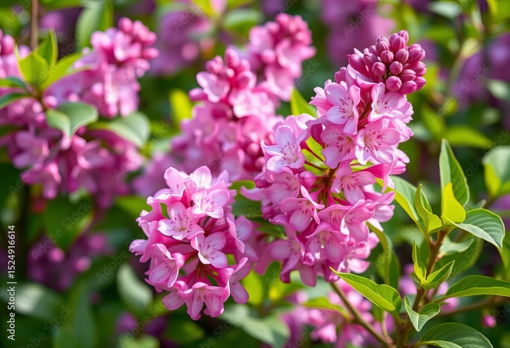 Delicate magenta lilac blossoms unfurl amidst vibrant green spring foliage, botany, delicate Delicate magenta lilac blossoms unfurl amidst vibrant green spring foliage, botany, delicate