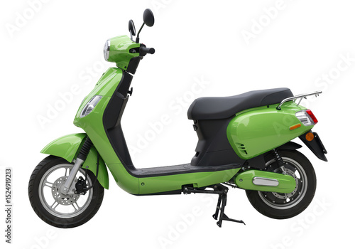 Isolated Green Electric Scooter Side View