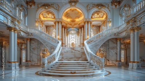 Opulent staircase in luxurious interior