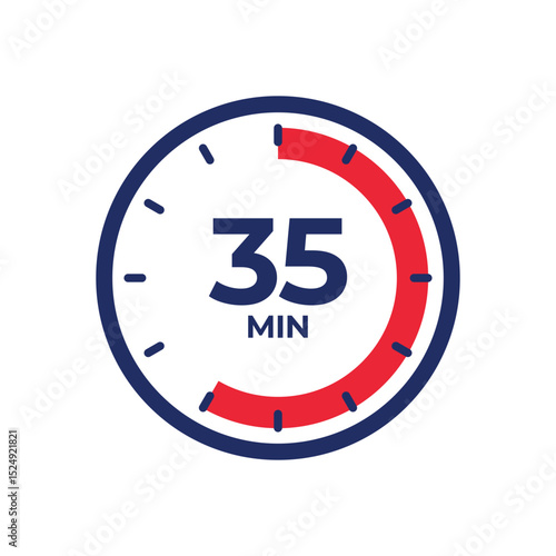 35 min Timer, clock, stopwatch isolated icon. Countdown timer symbol. Vector.