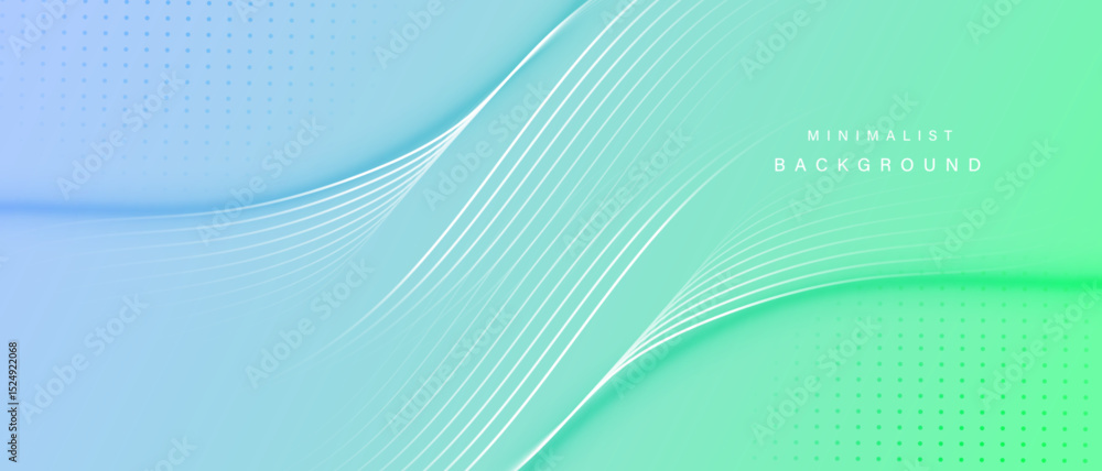 Minimal abstract background with curved flowing lines and soft blue green gradient