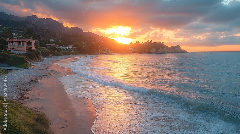 Naklejka premium Sunrise beach landscape