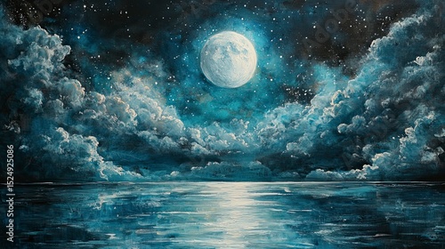A tranquil night sky over a moonlit sea