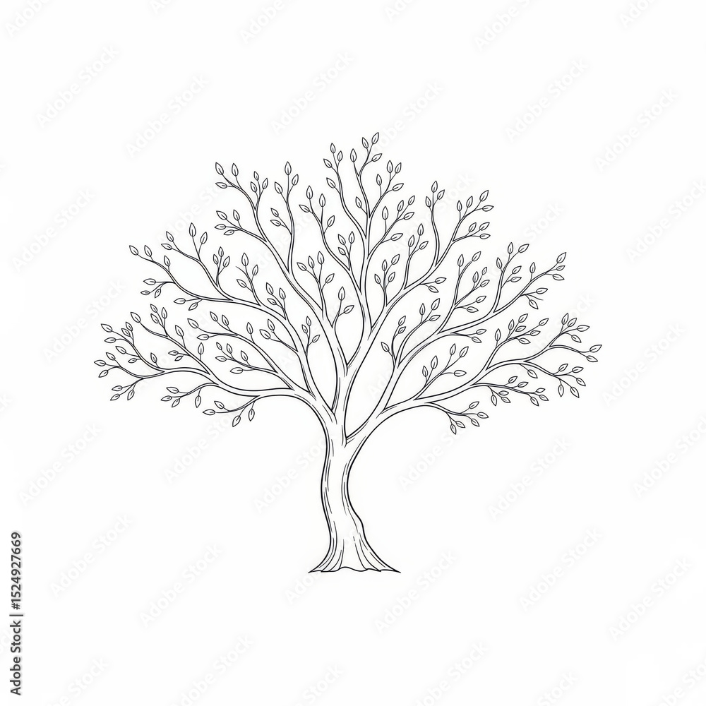 Obraz premium A minimalistic drawing of a tree with many small leaves