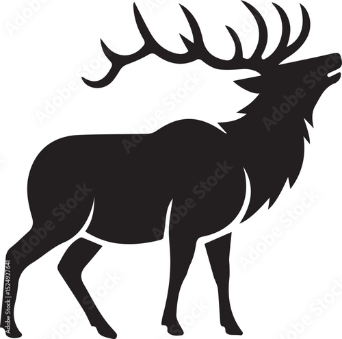 deer outline vector, stag silhouette art, woodland animal icon, antlers shape graphic, forest deer illustration, buck silhouette design, nature wildlife silhouette, elk profile vector