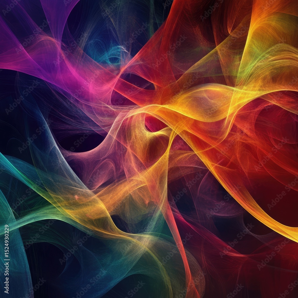 Obraz premium Abstract artwork featuring vibrant, swirling, translucent colors on a dark background