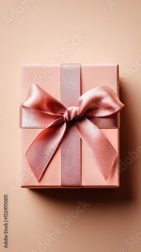 Small Pink Gift Box With Ribbon on Pastel Background for Celebrations or Spec...