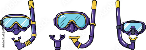 Summer Snorkeling Gear Clipart - Vector Illustration of Dive Mask & Snorkel Tube