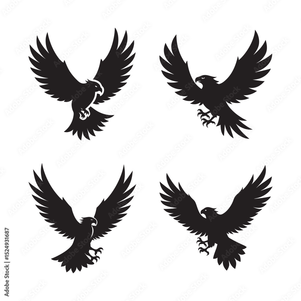 Obraz premium Flying Eagle With Wide Wings Spread