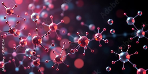 Abstract vector background of interconnected molecules and atoms, representing scientific research at micro and nano scales,  graphic design,  connection