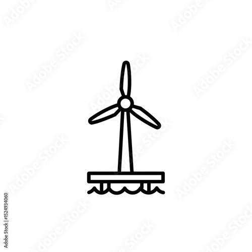 Offshore wind turbine icon for clean energy concept
