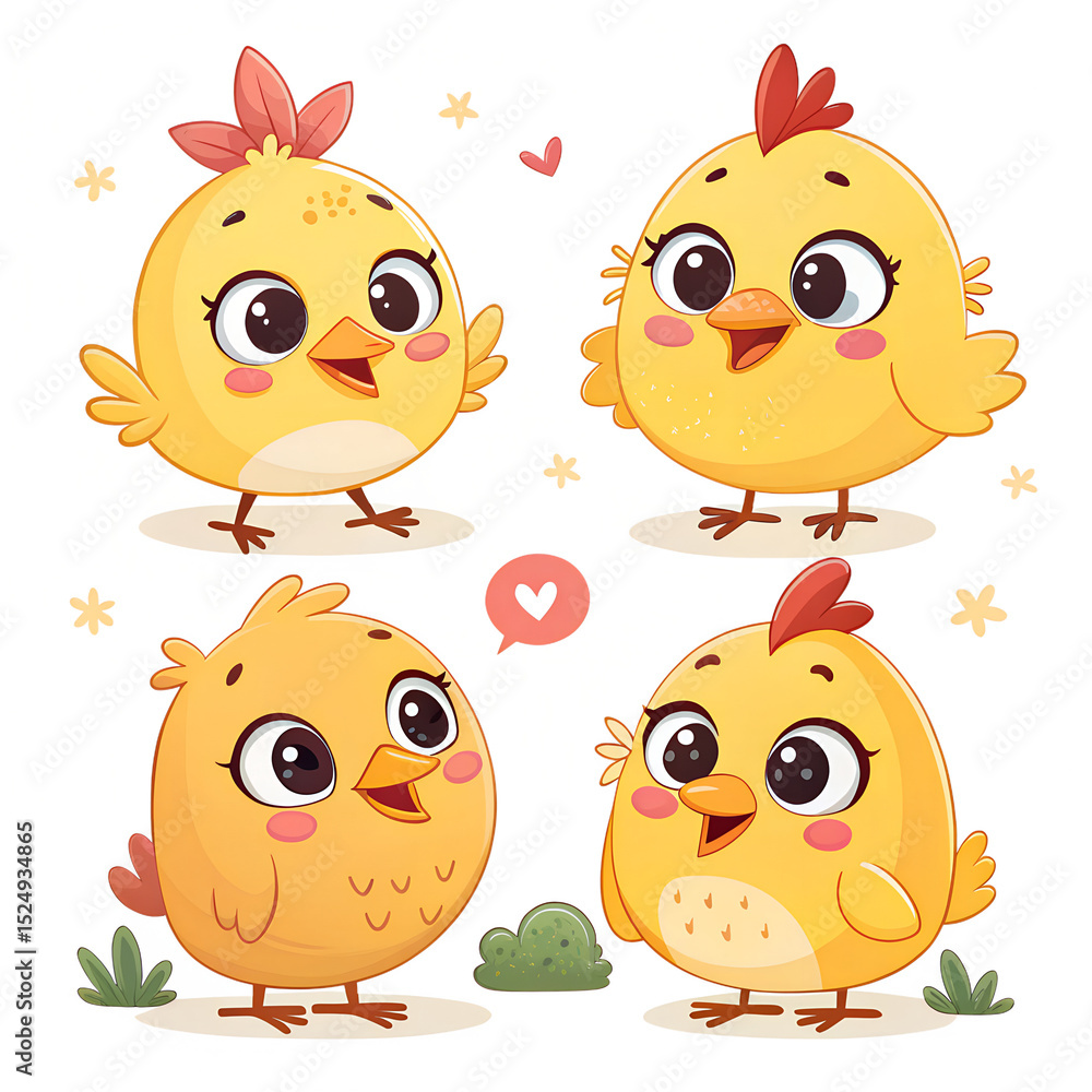 Fototapeta premium set of funny cartoon chicken