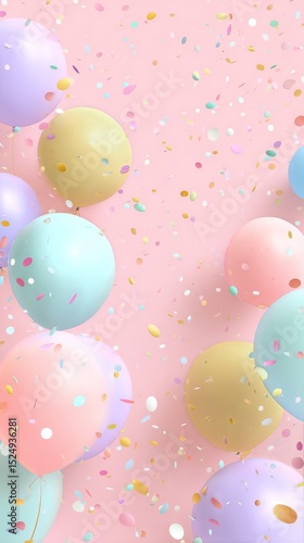 Colorful Balloons and Confetti Create a Festive Atmosphere for a Celebration ...