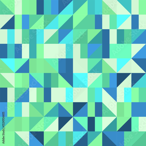 Abstract Geometric Mosaic Pattern Background in Blue and Green Tones