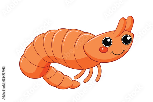 vector illustration of cartoon shrimp