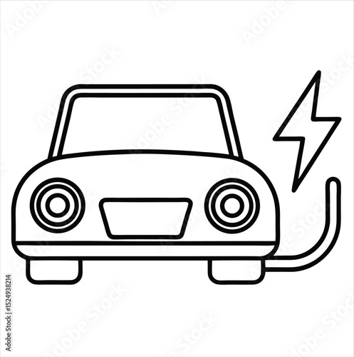 Electric car charging icon isolated on white background