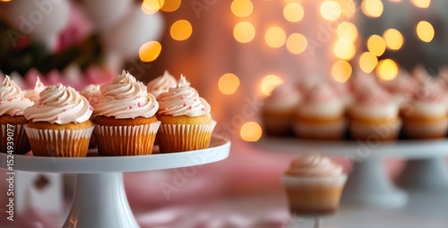 Delicious Cupcakes Beautifully Arranged for a Festive Celebration With Warm L...