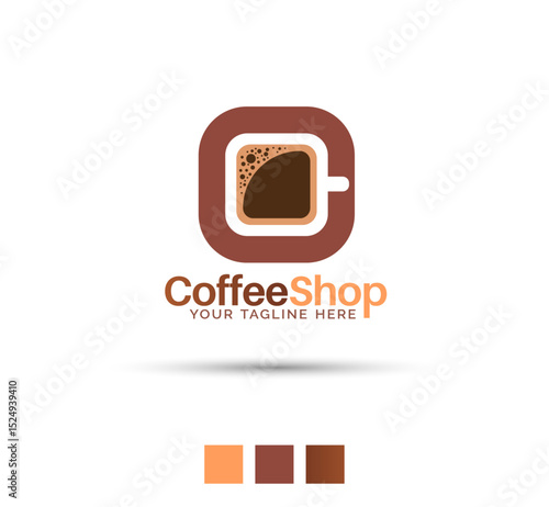 Modern coffee shop vector logo design